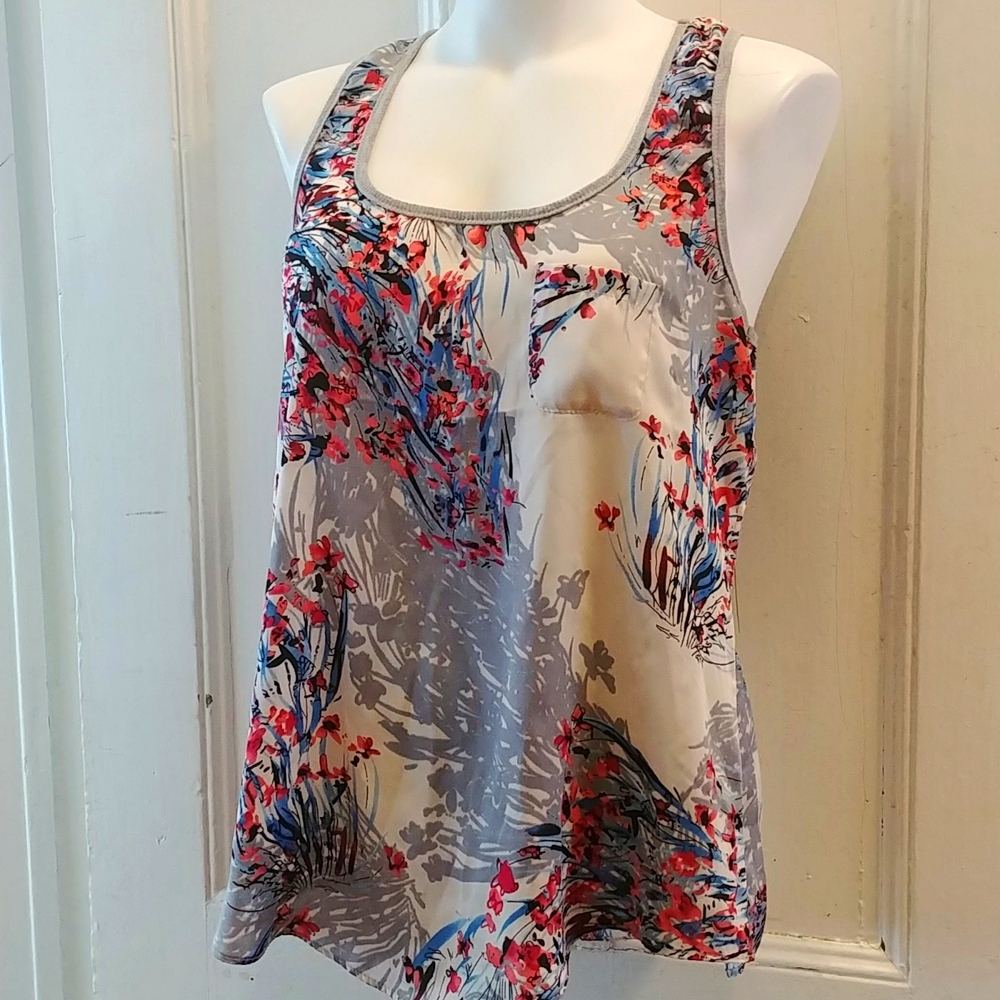 Sleeveless Floral Blouse Tank Top